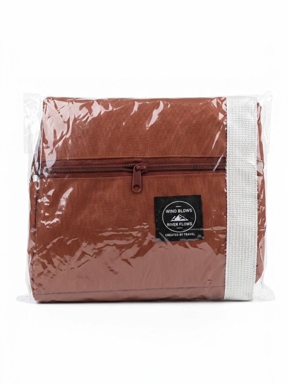 Wind Blows River Flows Maroon Foldable Travel Duffle Bag NIP Bergundy/Grey